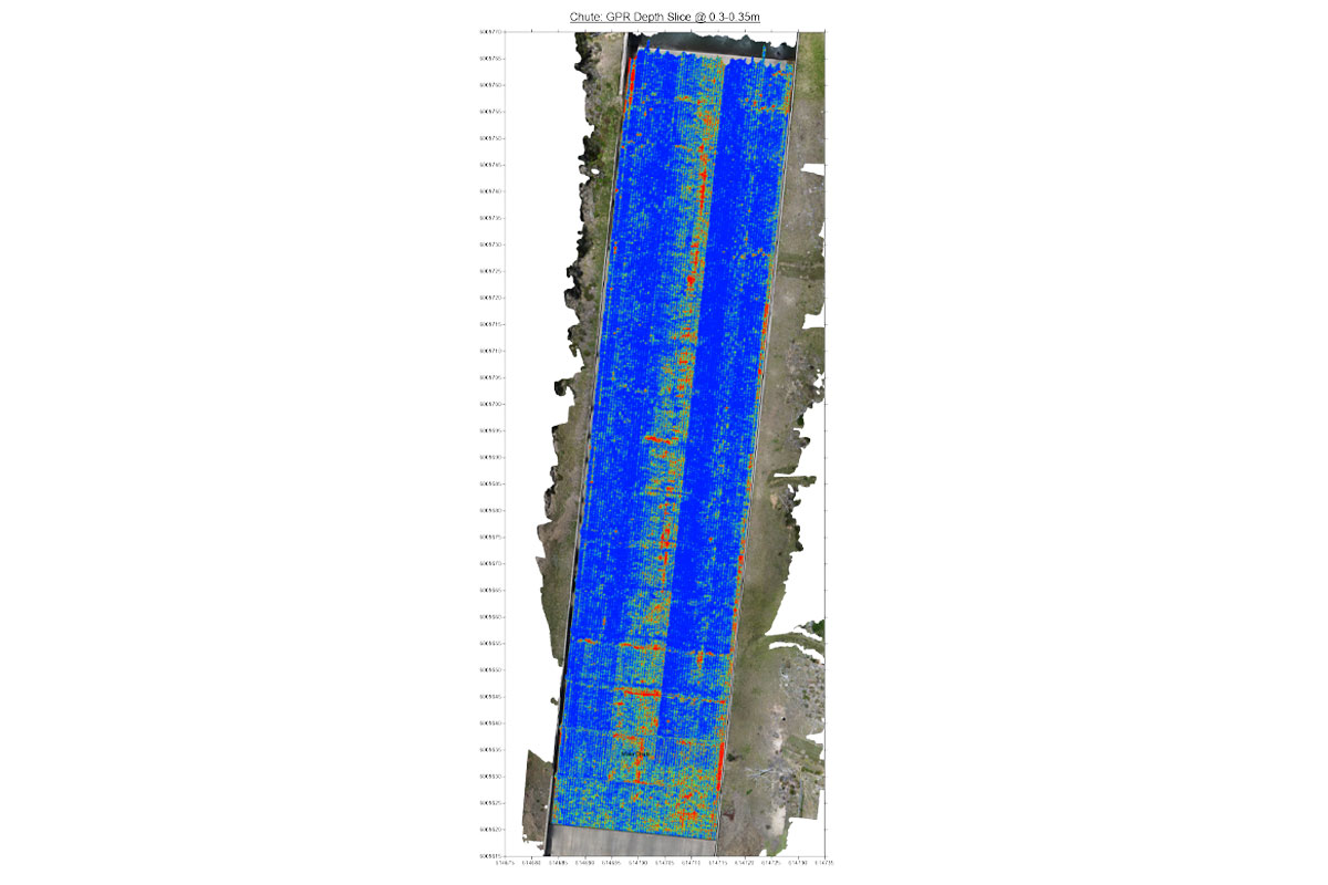 GPR data slice from geophysical structural investigation