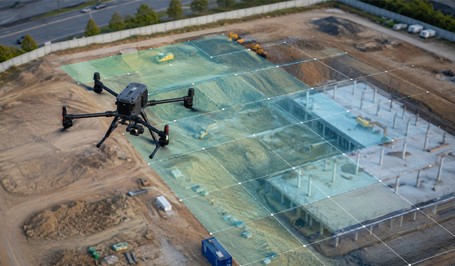 Aerial photogrammetry drone survey for site mapping and modelling