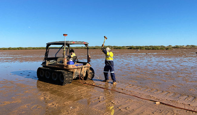 Geophysical survey for depth to rock and rippability assessment