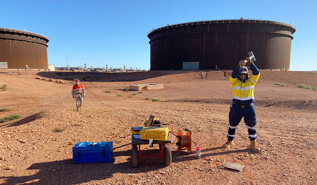 Geophysical survey at energy facility for site investigation