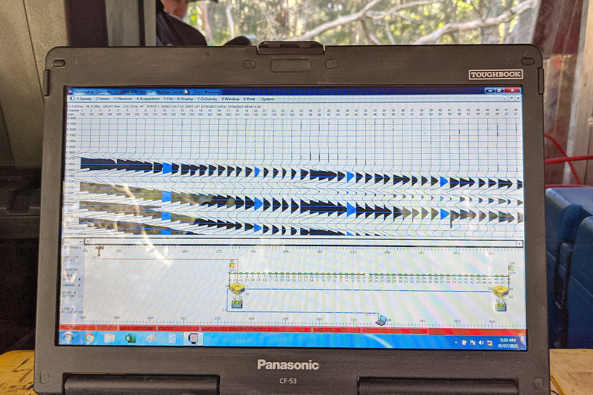 Explosive seismic data acquired during geotechnical geophysical investigation