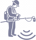 Geophysicist conducting a potential field survey with handheld equipment