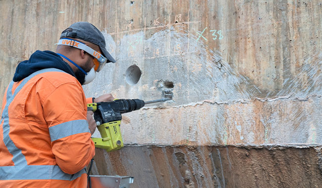 Intrusive material sampling as part of NDT structural investigation