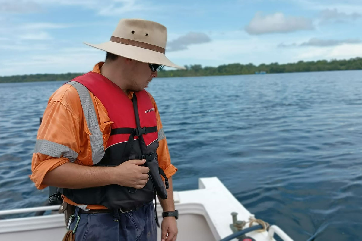 Marine geophysics fieldwork conducted from survey vessel