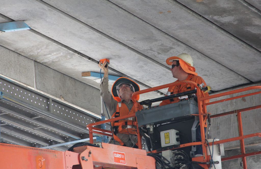 Non-destructive testing of bridge concrete for structural assessment