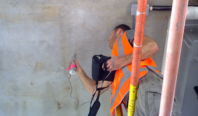 Rebound Schmidt hammer non-destructive testing for concrete strength assessment