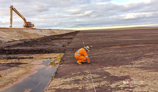 Geophysical investigation for tailings storage facility monitoring
